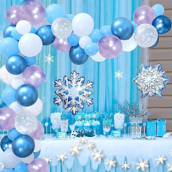 Frozen Ballon Garland Bue Sæt, Frozen Ballon Pige Fødselsdagsdekoration, Lilla, Blå, Hvide Balloner Til Fødselsdag Bryllup Baggrund Fest Dekoration