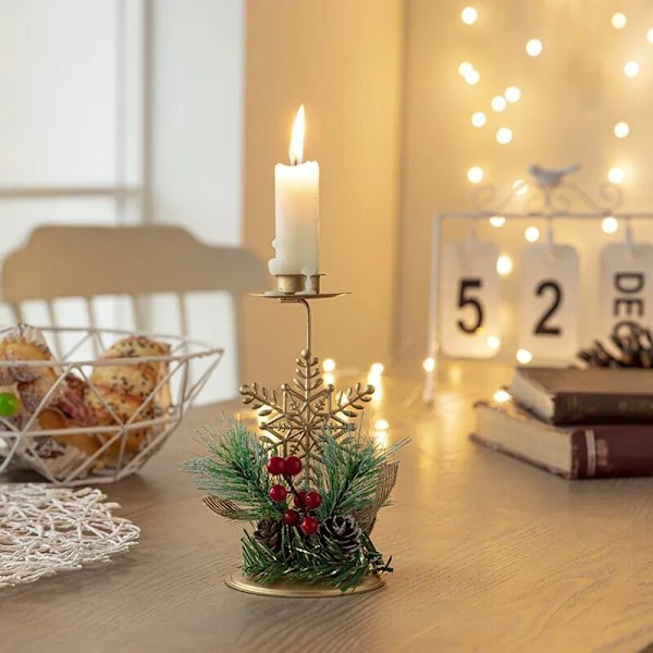Jul Gyllene Smidesjärn Ljusstake Snöflinga Älg Hängen Juldekorationer God Jul Dekor 2023 Gott Nytt År Snowman