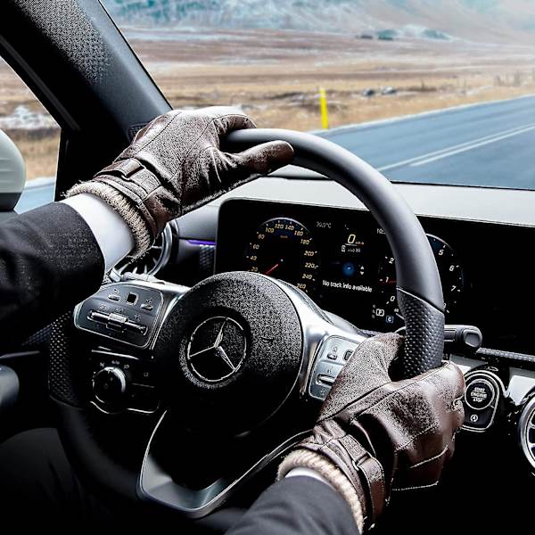 Herre Vinterhandsker Læder Varme Cashmere Touchscreen Handsker S