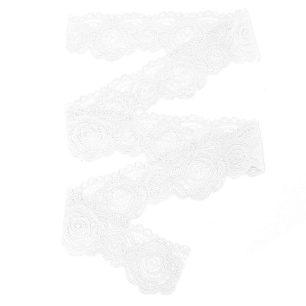 Vit Spets 5cm/1.9in Bred 10 Yards Band Spetskant Blommönster Spets för Hårband Hantverk Presentförpackning