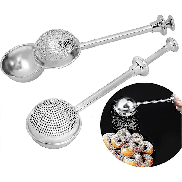 Sikt for Baking - 2 Pakk Melis Mel Shaker Duster, Rustfritt Stål Kraftig Re