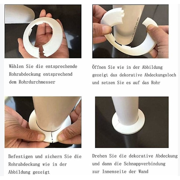 Radiator Roset Slangeafdækning til Radiatorvarme VVS Gulv Væg Hulafdækning 16mm/20mm/25mm 24 stk. (Hvid)