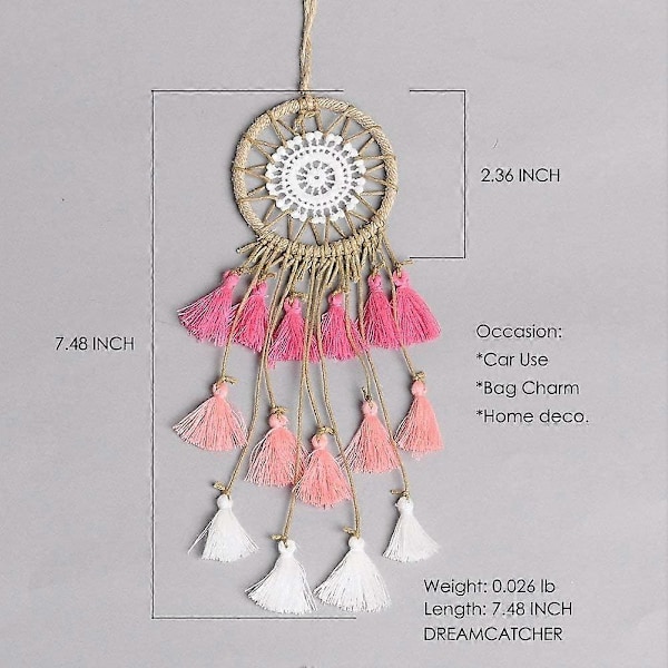 Mini drømmefanger til bilspejl (Pink)