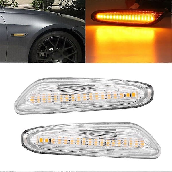 Bil LED Broms Blinkers Sidomarkeringslampa Passar för E82 E88 E60 (Transparent)