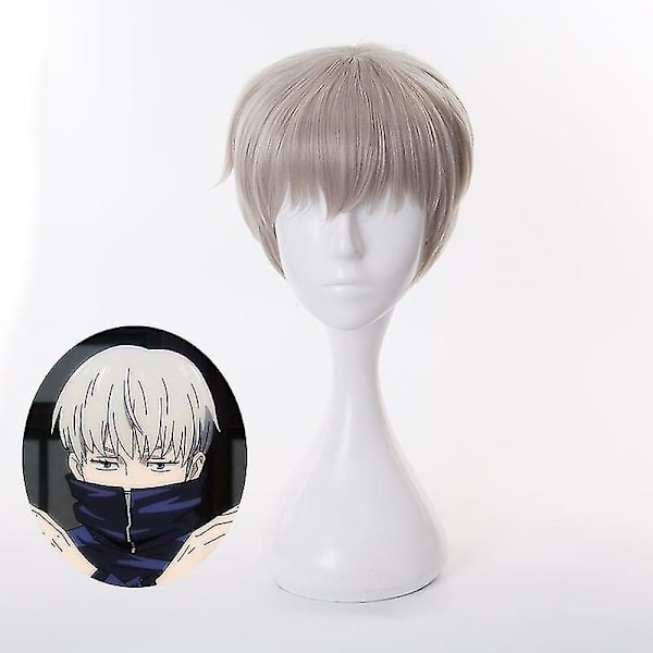 Anime Jujutsu Kaisen Cosplay Peruk Toge Inumaki Silvergrå Sh