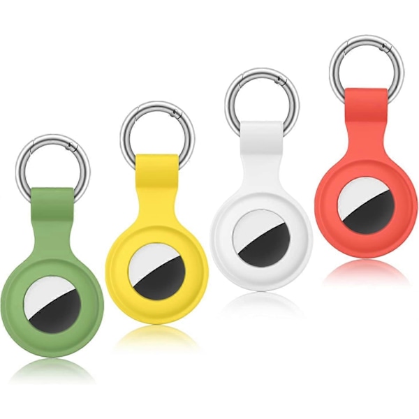 Pakke med 4 Beskyttelsesetuier Kompatible med AirTag, Silikone Etui Kompatibelt med Apple Airtag Beskyttelse, Nøglering Locator Anti-Tab Anti-Ridse til Airt