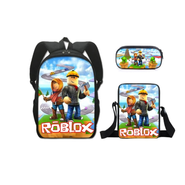 Set med 3 Cartoon Kids Robloxing Tryckta Ryggsäckar Barn Skolväska Pojkar Flickor multi