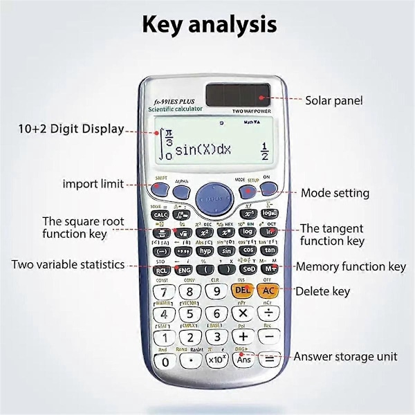 Funktioner Ingeniørvidenskabelig Lommeregner ABS 2-Linjers Solcellefunktion Lommeregner Standard Matematisk Lommeregner