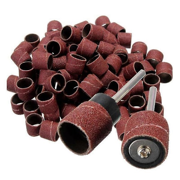 100 stycken 1/2 tum polerad sandpappersring Polering Sliptejp i kiselkarbid + 2 stycken x