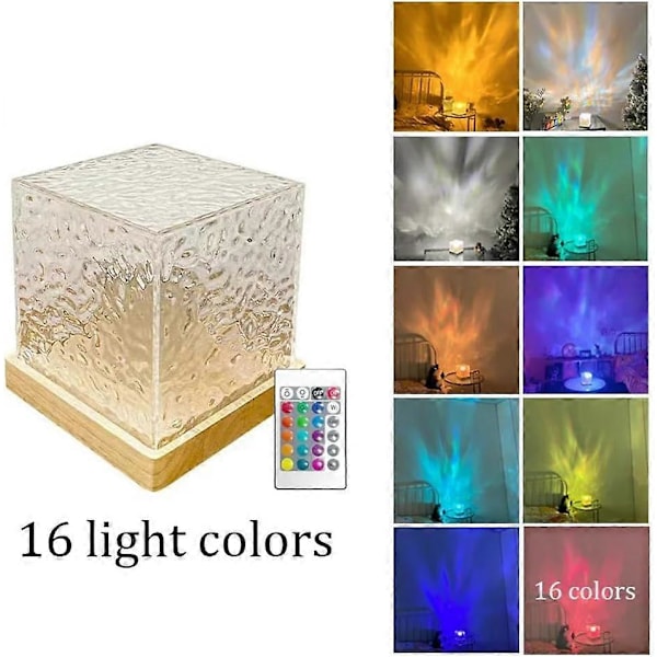 Luminorthe Luminorth Cube Lampe, Himmelsk Vannlampe, Nordlys Cube Midnatt Aura Lampe, 16 Farger Dynamisk Vannbølge Nattelys med Fjernkontroll, L