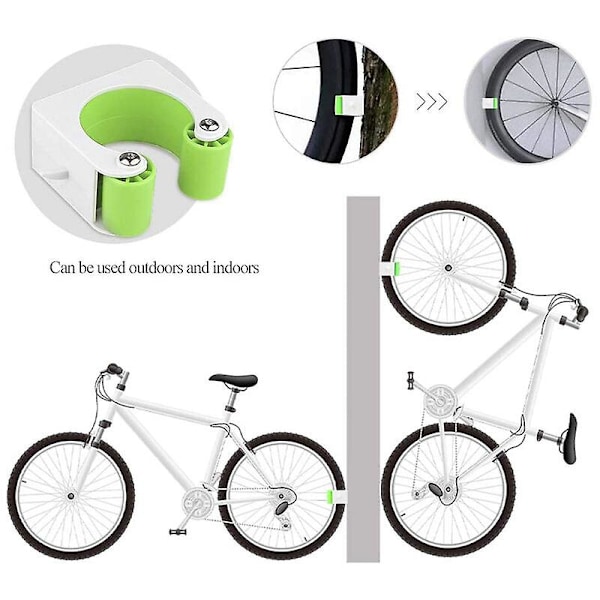Sykkelparkeringsspenne Veggfeste MTB Landeveissykkel Vertikal Oppbevaringshylle Klemme Sykkelstativ Displaystativ Spenner MTB Sykkel, Grønn-442cm