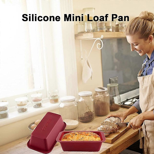 Silikon Mini Brödform 4-Delars Set Non-Stick Lätt Släpp Rektangulär Silikon Mini Kakform Suita
