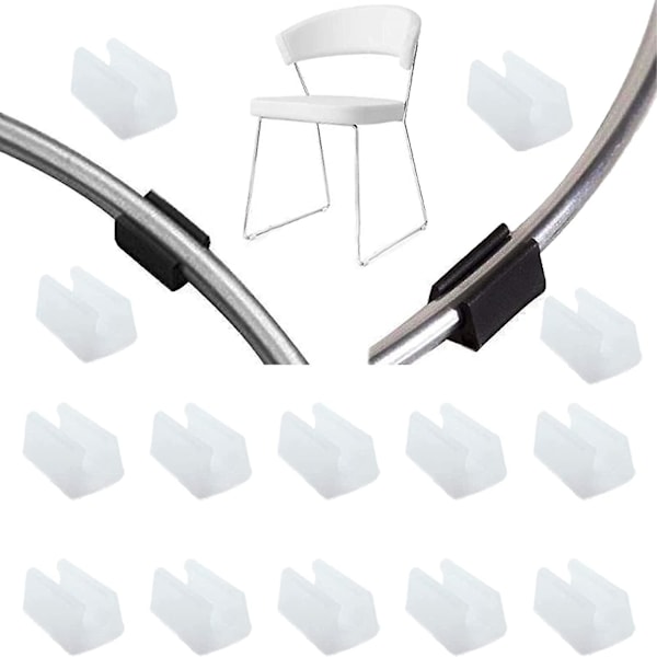 32 stk. Stolbein Glider Rør Endestykke Bufferhette Stopper Møbel Gulvbeskytter U-form Plast Stolhetter (14mm, hvit)
