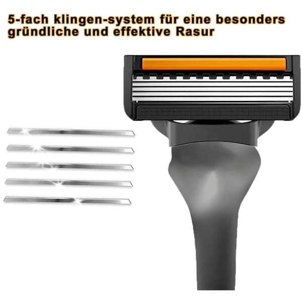 Manuelle erstatningsblader, 4 blader, 5-lags blader, elastisk ball, trimmer, egnet for Gillette-barberhøvler