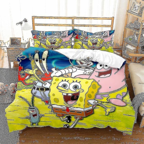 Svampebob Firkant Serien Trykt Dynebetræk To-delt Sæt Tre-delt Børneværelse Dekorativt Dynebetræk style 5 140*200two-piecesuit