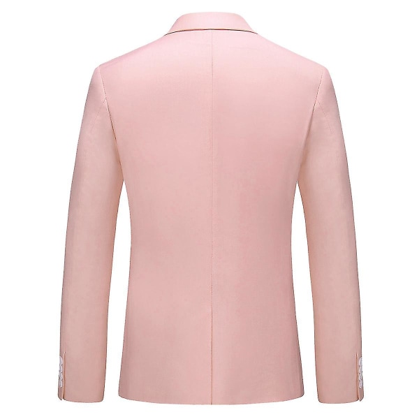 Herre Slim Fit Business Casual Blazerjakke med én Knap Pink 1 M