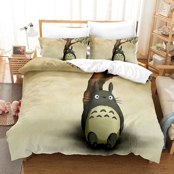 M21 Min Nabo Totoro 3D-printet Sengesett Dynetrekk Dynetrekk Putetrekk Barnegave US FULL 200x230cm
