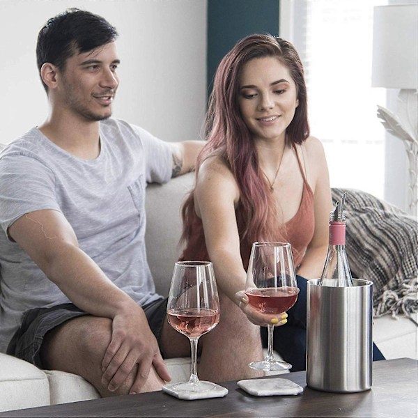 3X Eristetty Viinijäähdytin Viinileikkurilla - Sopii 750 ml:n Viinipulloille, Pitää Viinin Kylmänä