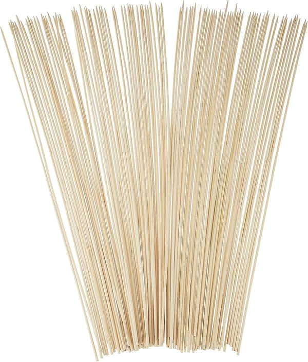 Puiset Vartaat, 300 kpl, Bambu, Grillausvartaat, 30 cm pitkät, Hattarakepit, 3 mm, Luonnonväri