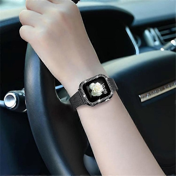 Yhteensopiva Apple Watch 4 / 5 / 6 / SE / SE(2022) 40mm:n kanssa, pikalukittava ranneke, metallinen Milanese-ranneke, vaihdettava ranneke Black