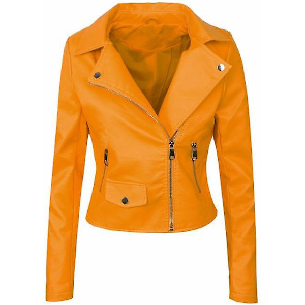 Dame Mote Langermet Reverskrage Casual Formell Skinnjakke orange XL