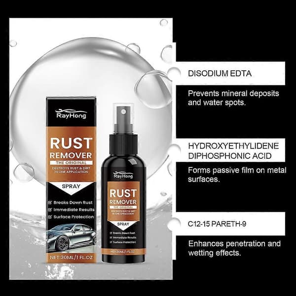 Rustfjerner Spray Multifunksjonell Hjulnav Fornyelsesmiddel Bil Rustfjerner Avrustingsspray For Panel Dekkrengjøring 3pcs