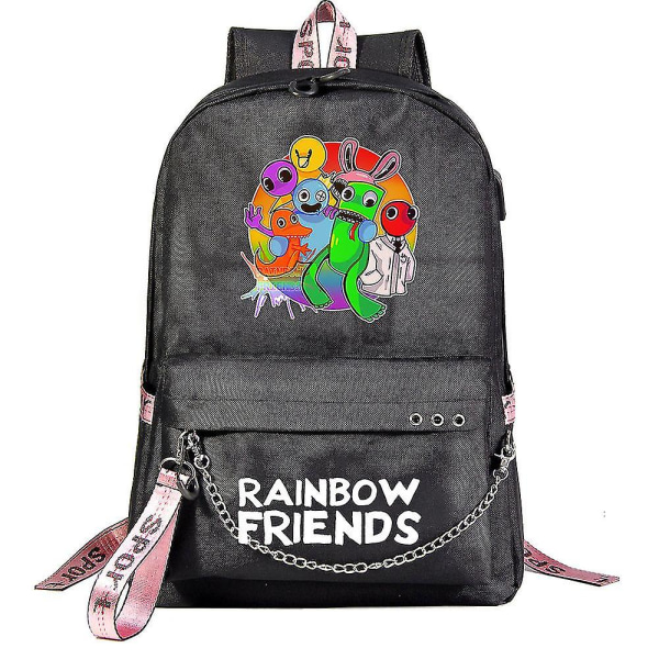 Rainbow Friend Mote Jernkjede Oxford Stoffveske Skolesekk Vanntett Student Skolesekk Pustende blcak