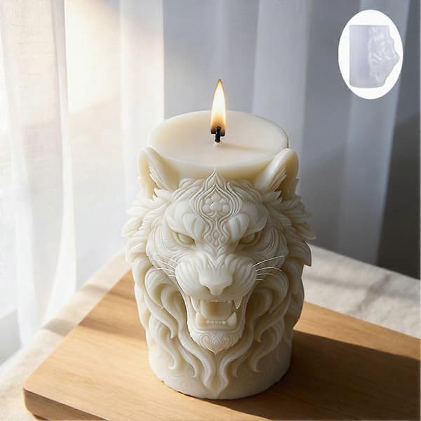 3D Silikonform Såpe Aromaterapi Stearinlys Silikon DIY Design Løvehode X9T9