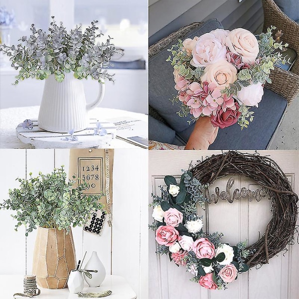 5 stk./buket Eukalyptusblade Kunstige Planteblomster DIY Krans Hjemmehave T C1