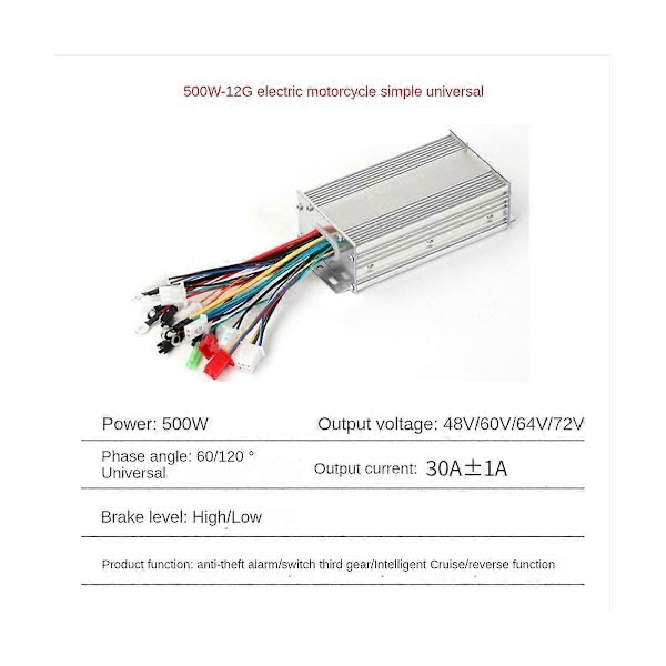48V 60V 72V 500W Nav Motor Controller 12Mos MAX 30A til Elcykel E-Scooter Motorcykel Bldc Mot