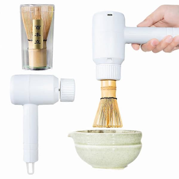 Elektrisk piskeris Matcha børste DIY tefremstillingsværktøj til tekøkken F4O7 rum X4E7 White