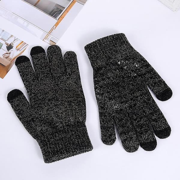 Vinterhandsker til mænd og kvinder - Touchscreen handsker skridsikker silikone S-l Black L