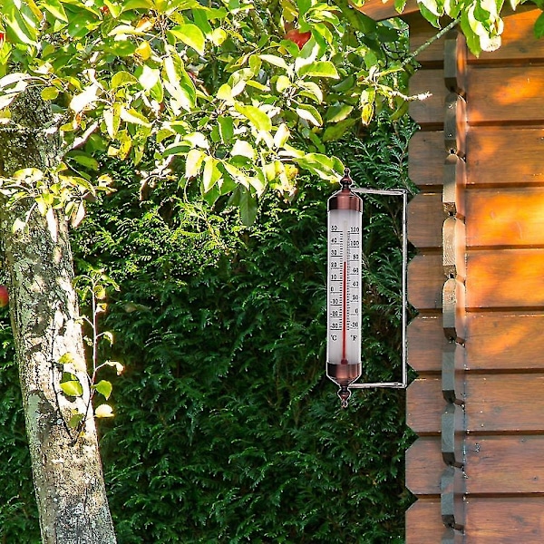 Utomhustermometer med bronsfärgad design - Stilfull trädgårdstermometer utomhus, lämplig för vägg, växthus, garage, enkel att använda