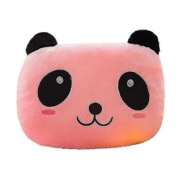 Sød Blød Panda Glitter Pude Legetøj Farverig LED Pude Lysende Panda