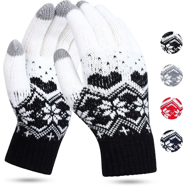 Crday Women Gloves -kosketusnäyttö - 1/2 paria Touch Winter -neulotut käsineet lumikukkalahja