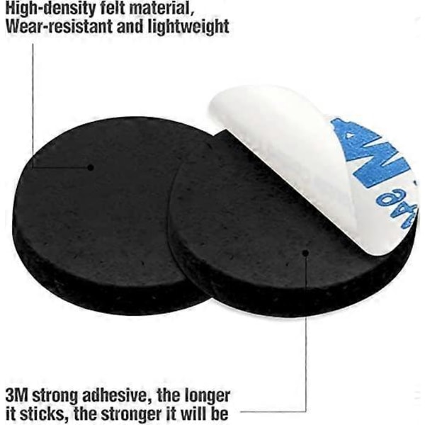 80 möbeltassar i filt (grå, diameter 2,5 cm, tjocklek 2 mm), golvskydd, självhäftande möbeltassar för stolar, tjocka ben, anti-rep