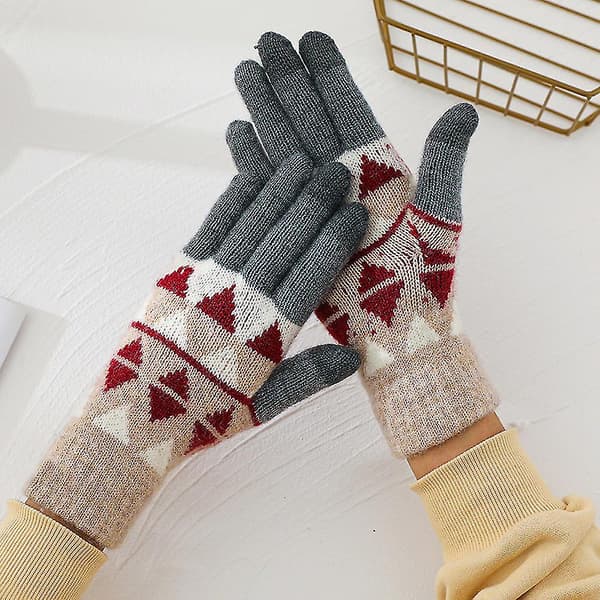 Vinter Touch Screen Handsker Blomsterprint Holder Varmen Til Kvinder Og Mænd Style3