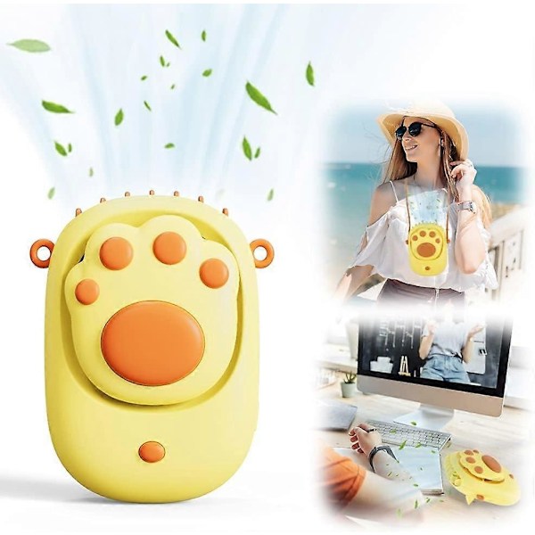 Bærbar halsventilator, Mini USB-ventilator, Håndholdt ventilator, 3 hastigheder Genopladelig bordventilator til rejser/sport/lejr