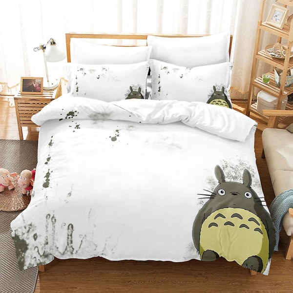Mi22 Miyazaki Hayao Min Nabo Totoro 3D Printet Sengesæt Dynebetræk Quilt Betræk Pudebetræk Børnegave US QUEEN 228x228cm