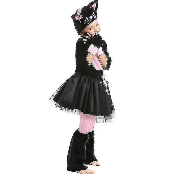 Nopea toimitus Tyttöjen asu Pinkki Musta Kissa Mekko Puku Halloween Karnevaali Juhlat Mardi Gras Cosplay 120-130CM