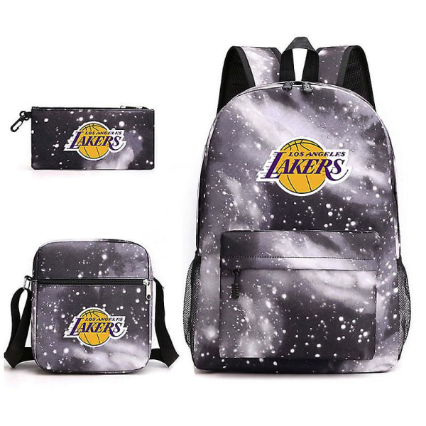 Tredelat Skolväska Lakers Tryckt Pennväska Axelväska Starry black Single shoulder bag