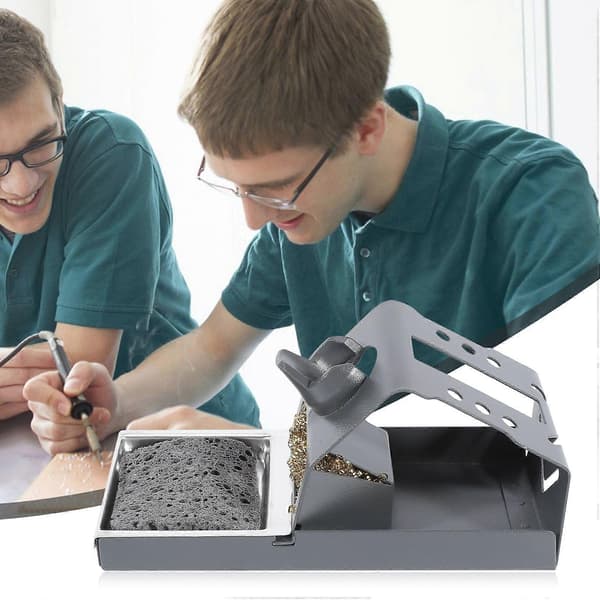 T12 Loddestasjon Stativ Stabil Sveiselodd Jernspisser Holder med Isolasjonsmatte Messing W
