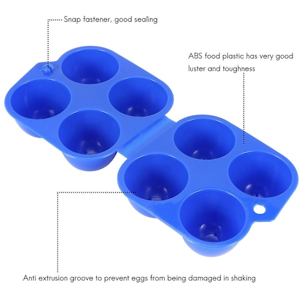 Camping Egg Box Plast Eggboks Egg Oppbevaringsboks Bærbar Eggboks 4 Eggboks