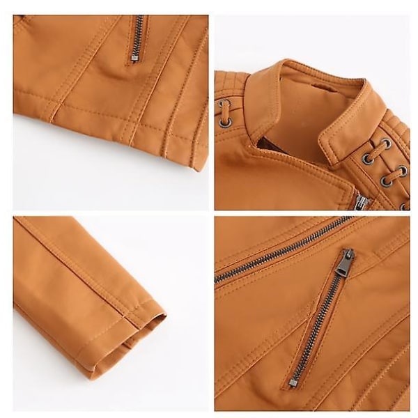 Skinnjacka för damer, avslappnad modell med dragkedja, finns i 12 färger camel XL