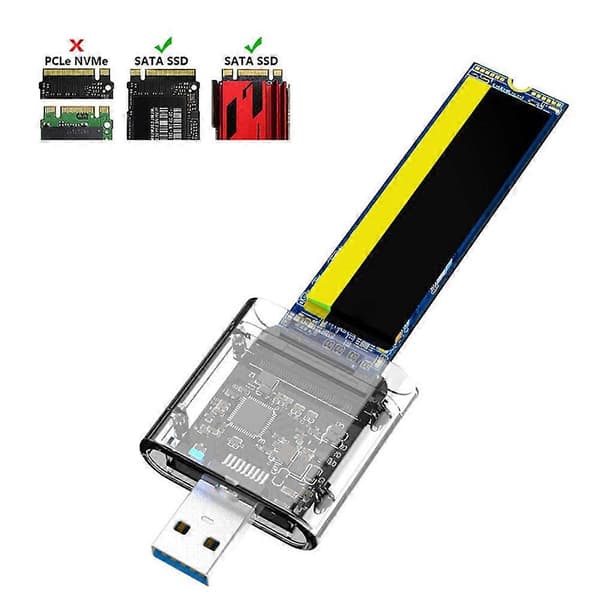 USB-interface M.2 SATA SSD-kabinet med gennemsigtigt display K1714s Black