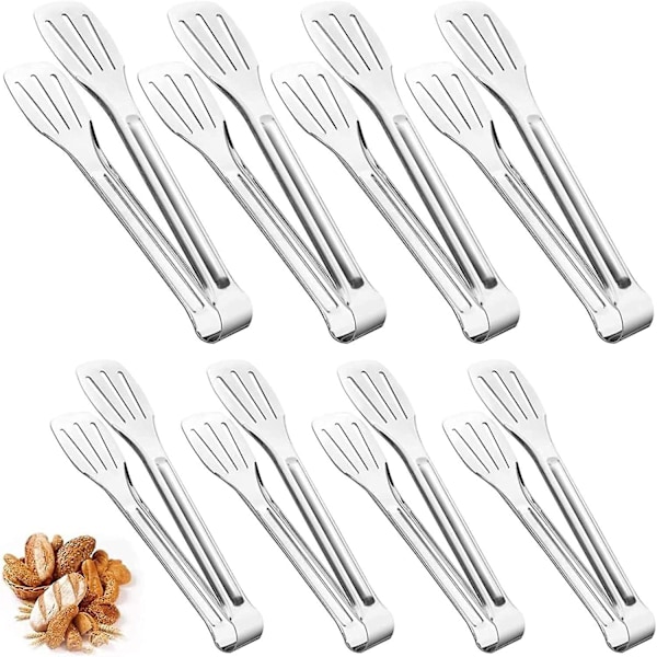 8 Deler Kjøkkentang i Rustfritt Stål, Kaketang Grilltang Mat Tang Serveringstang For Servering Matlaging Baking Steking Buffet Salat (2 Størrelser)