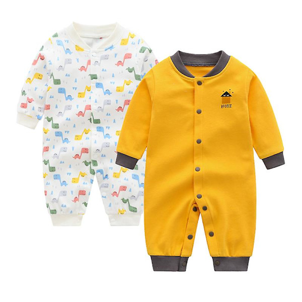 Höst och vinter nyfödd pyjamas set baby boy långärmad onesies 2 stycken Dark Grey 3M