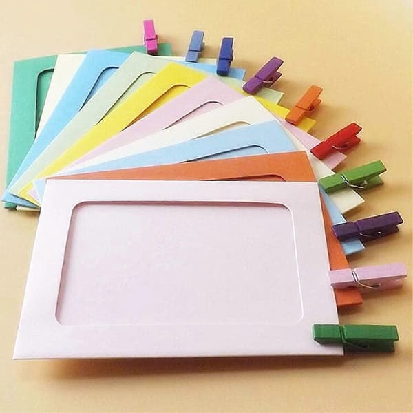 30-pack 10x15cm Pappersfotoramar med Träklämmor och Rep (Vit)