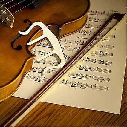 M-formad notmapp (silver), notbladshållare för piano, gitarr, violin, instrument och läsning av noter