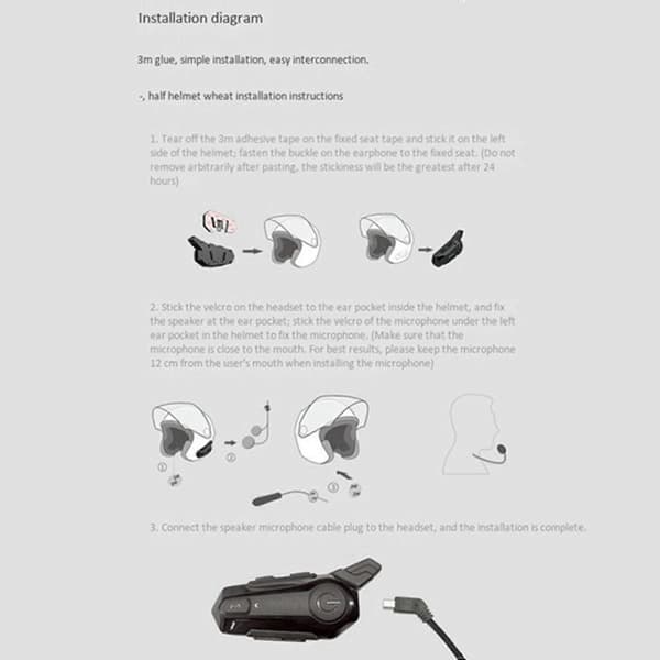 2X Motorcykel Bluetooth Hjelm Intercom Universal Parring Interphone Headset med CNC Støjreduktion